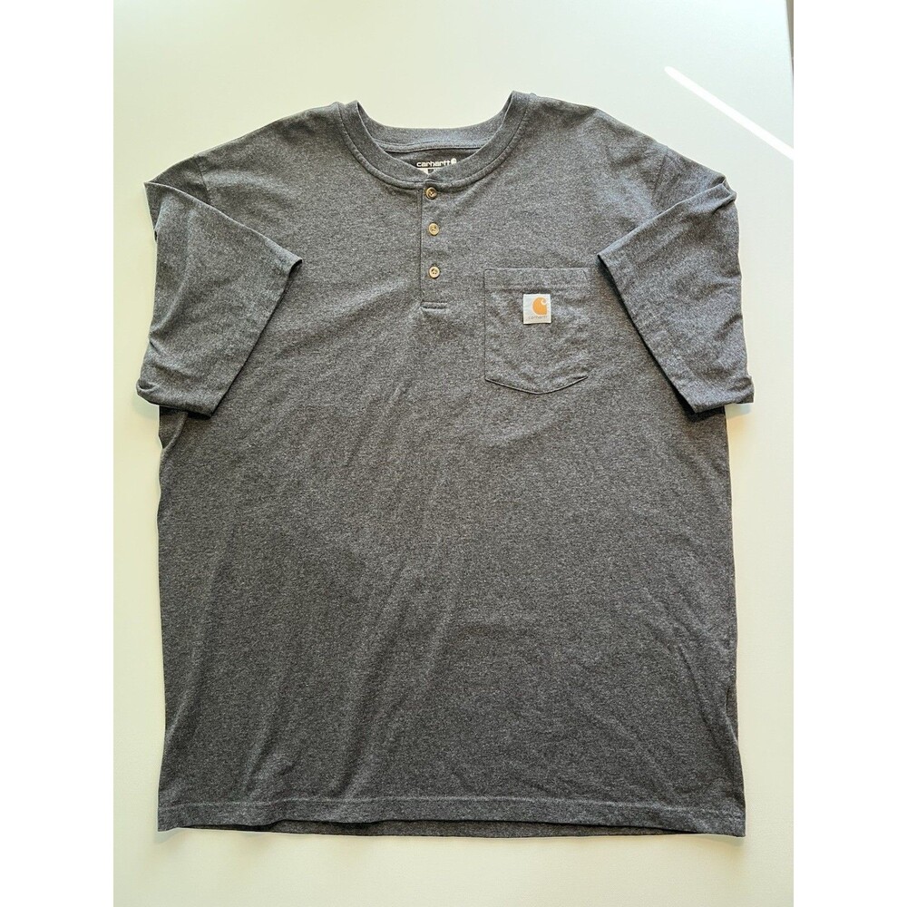Carhartt Men’s XL Tall Loose Fit Gray Henley Pocket T-Shirt Short Sleeve